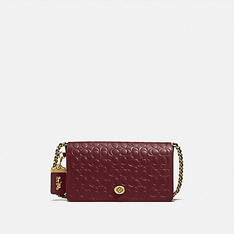 COACH DINKY IN SIGNATURE LEATHER - OL/BORDEAUX - 28631