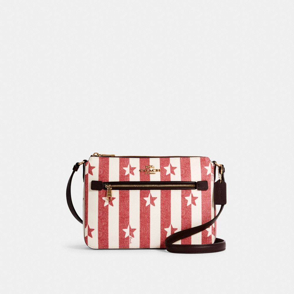 COACH GALLERY FILE BAG WITH STRIPE STAR PRINT - IM/CHALK/ RED MULTI - 2863