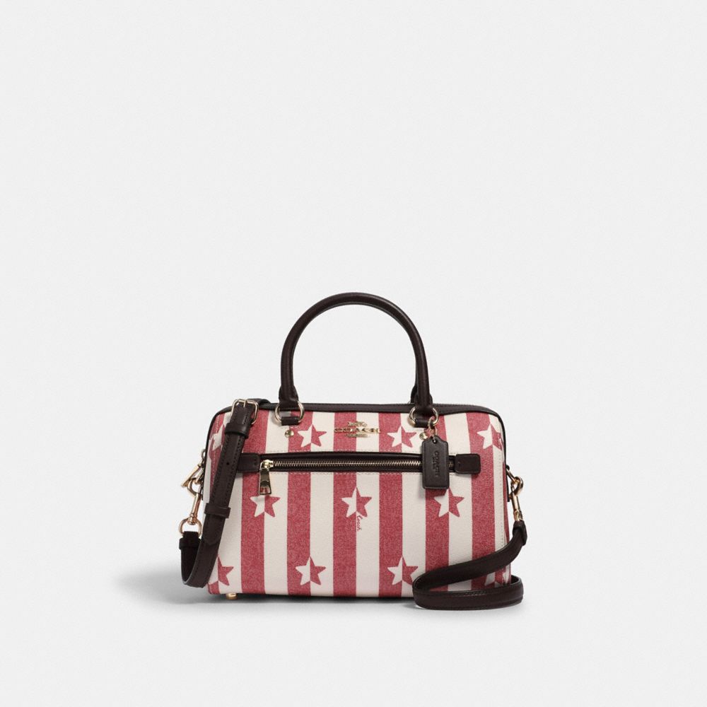 COACH ROWAN SATCHEL WITH STRIPE STAR PRINT - IM/CHALK/ RED MULTI - 2866