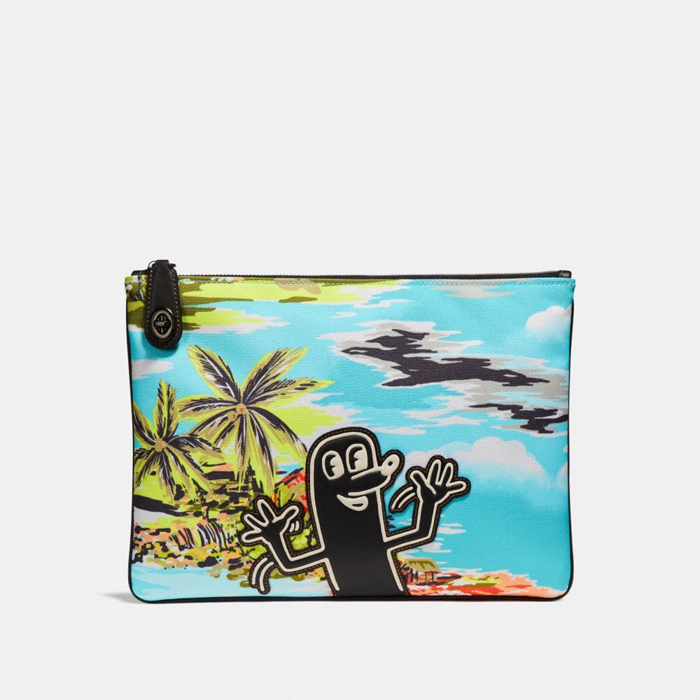 COACH X KEITH HARING POUCH - 28731 - HAWAIIAN BLUE SAUSAGE MAN