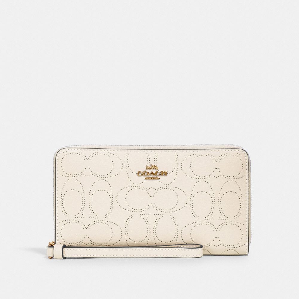 COACH LARGE PHONE WALLET IN SIGNATURE LEATHER - IM/CHALK - 2876