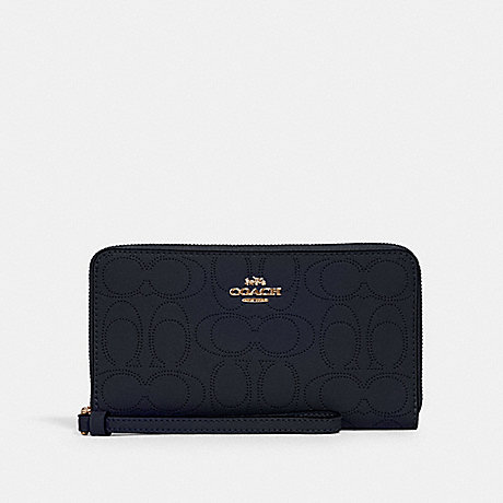 COACH LARGE PHONE WALLET IN SIGNATURE LEATHER - IM/MIDNIGHT - 2876