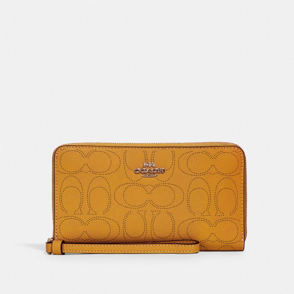 COACH LARGE PHONE WALLET IN SIGNATURE LEATHER - IM/HONEY - 2876