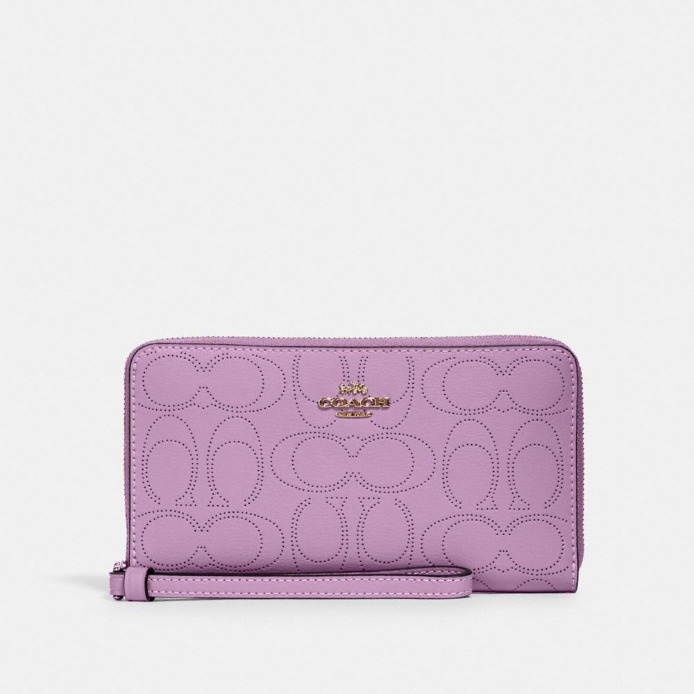 COACH LARGE PHONE WALLET IN SIGNATURE LEATHER - IM/VIOLET ORCHID - 2876