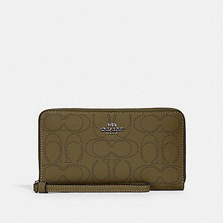 COACH LARGE PHONE WALLET IN SIGNATURE LEATHER - QB/KELP - 2876