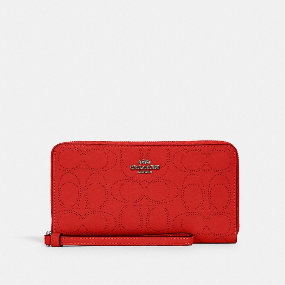 COACH 2876 Large Phone Wallet In Signature Leather QB/MIAMI RED