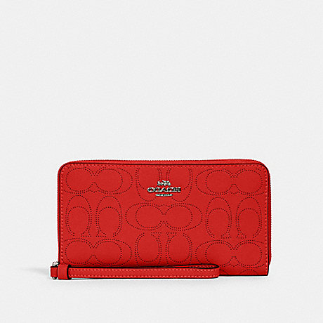 COACH LARGE PHONE WALLET IN SIGNATURE LEATHER - QB/MIAMI RED - 2876