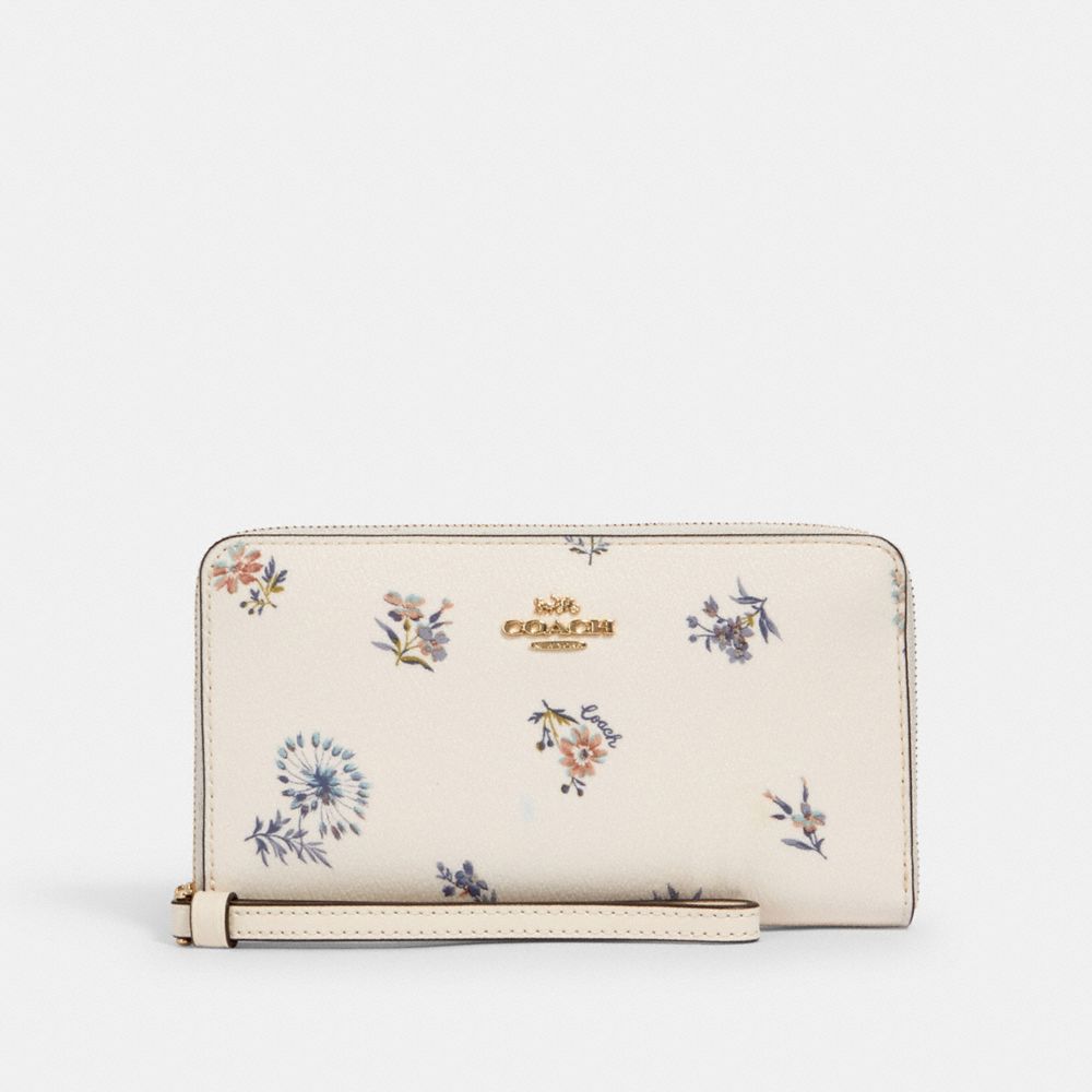 COACH 2877 - LARGE PHONE WALLET WITH DANDELION FLORAL PRINT IM/CHALK/ BLUE MULTI