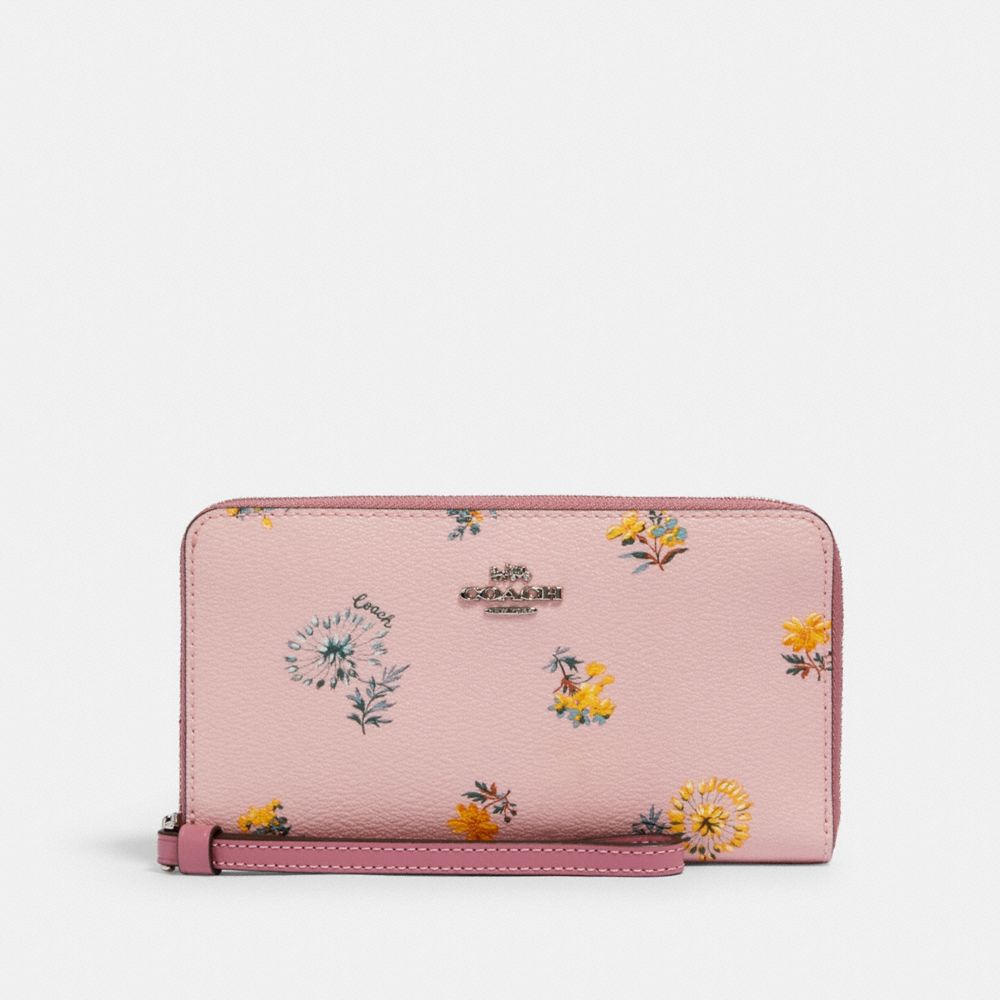 LARGE PHONE WALLET WITH DANDELION FLORAL PRINT - SV/BLOSSOM MULTI - COACH 2877