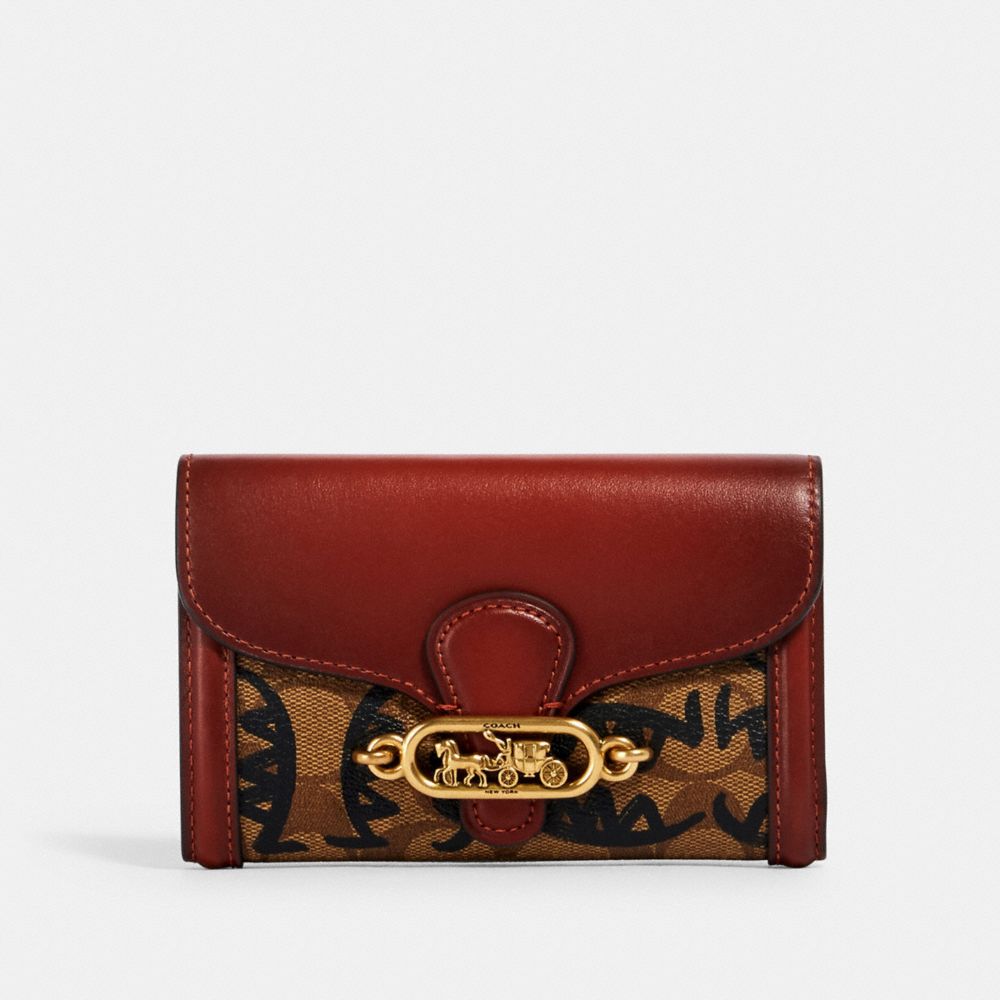 COACH 2878 Jade Medium Envelope Wallet In Signature Canvas With Rexy By Guang Yu QB/KHAKI MULTI