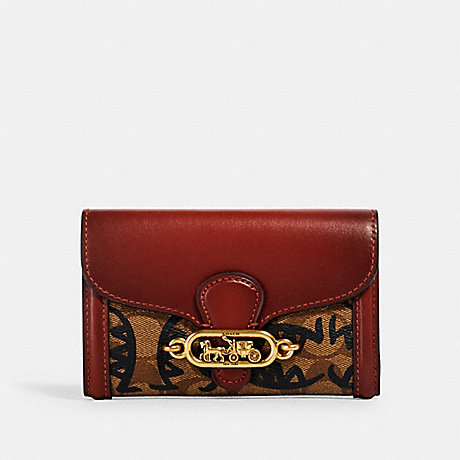 COACH 2878 JADE MEDIUM ENVELOPE WALLET IN SIGNATURE CANVAS WITH REXY BY GUANG YU QB/KHAKI-MULTI