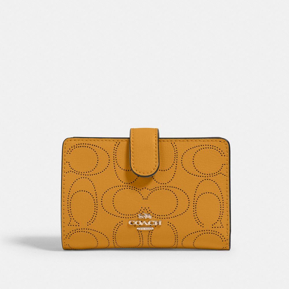 COACH 2884 Medium Corner Zip Wallet In Signature Leather IM/HONEY