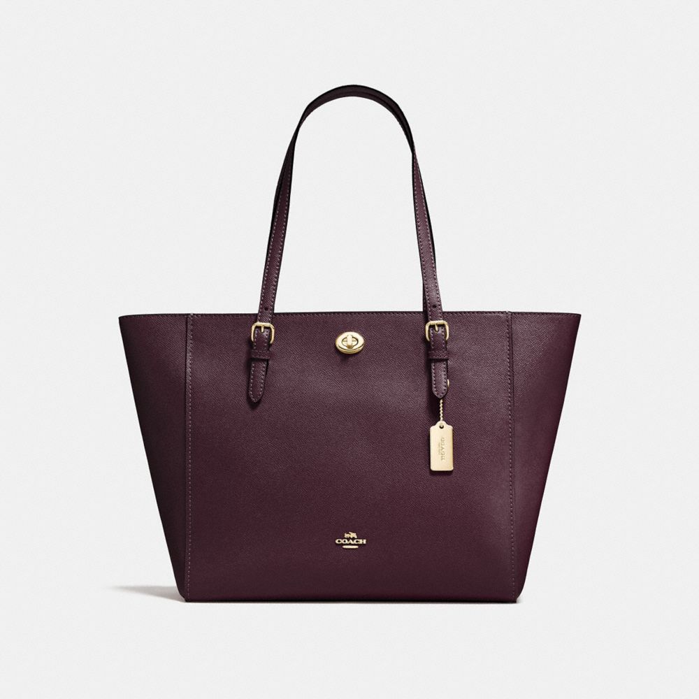 TURNLOCK TOTE - 29086 - OXBLOOD/LIGHT GOLD