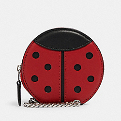 COACH 2911 Ladybug Pouch Bag Charm SV/RED/BLACK
