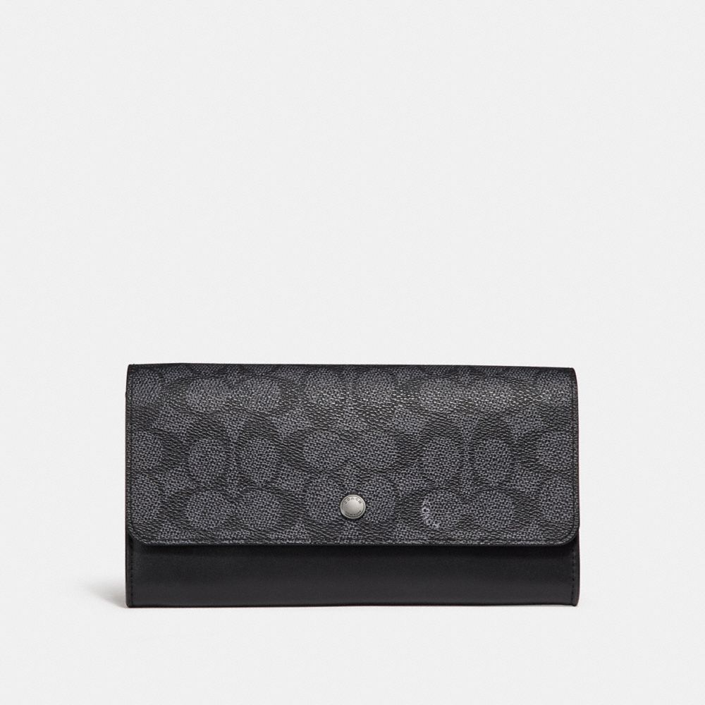 MULTIFUNCTIONAL WALLET IN SIGNATURE CANVAS - CHARCOAL - COACH 29193