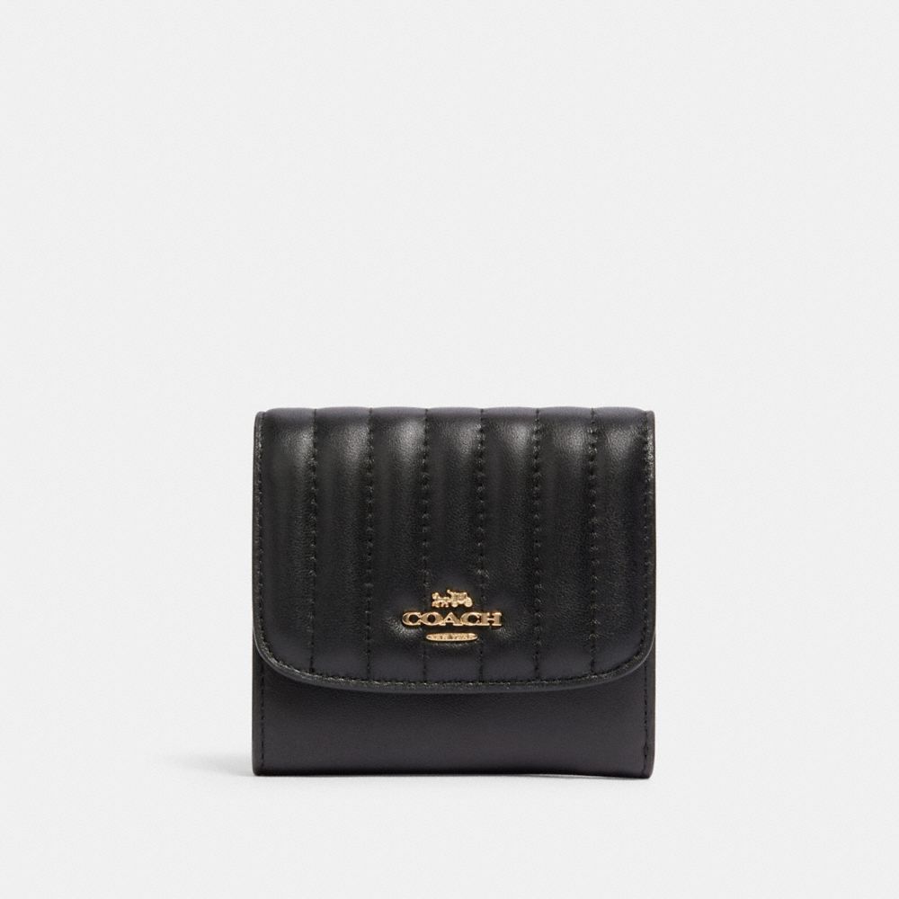 SMALL WALLET WITH LINEAR QUILTING - IM/BLACK - COACH 2919
