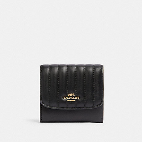 COACH SMALL WALLET WITH LINEAR QUILTING - IM/BLACK - 2919