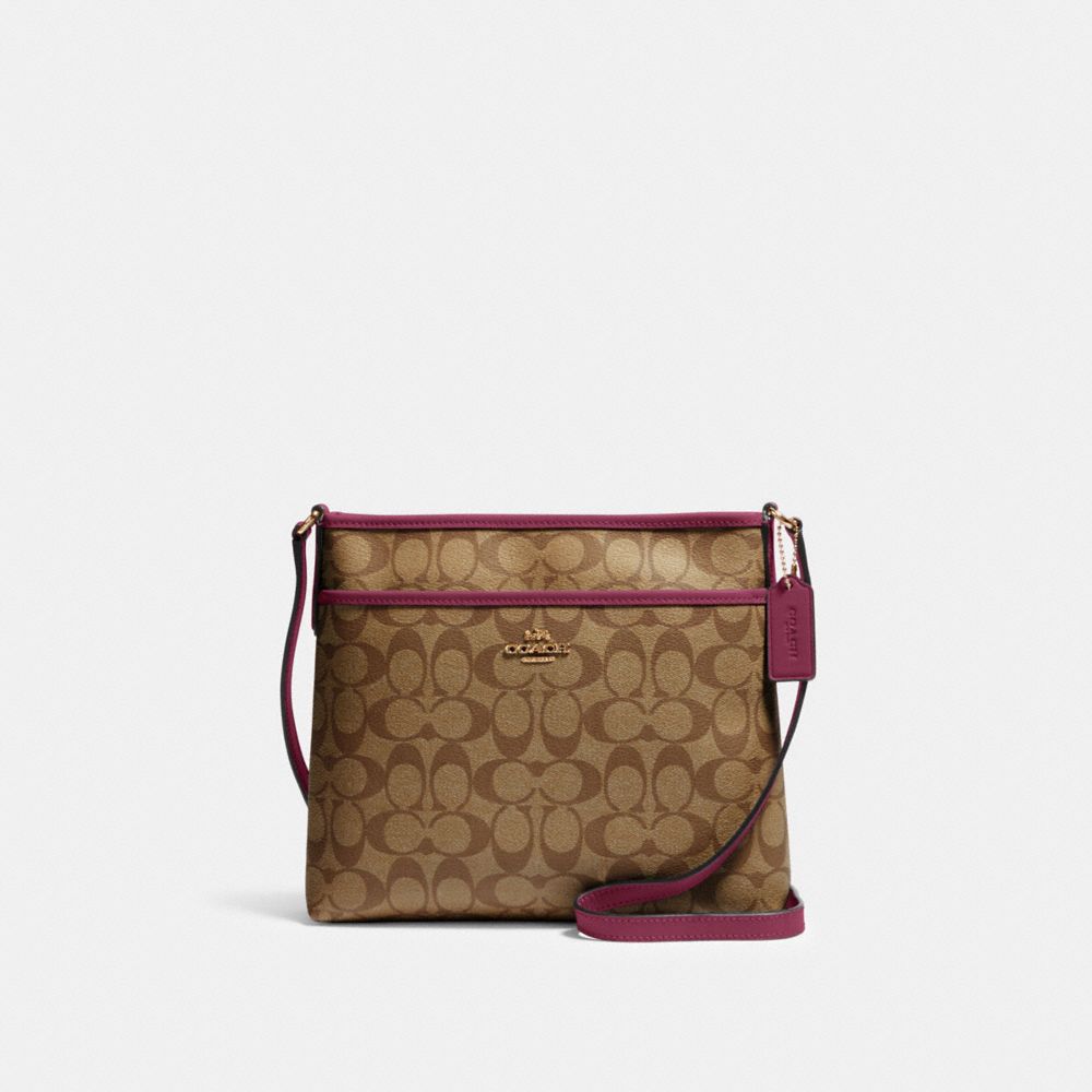 FILE CROSSBODY IN SIGNATURE CANVAS - IM/KHAKI DARK BERRY - COACH 29210