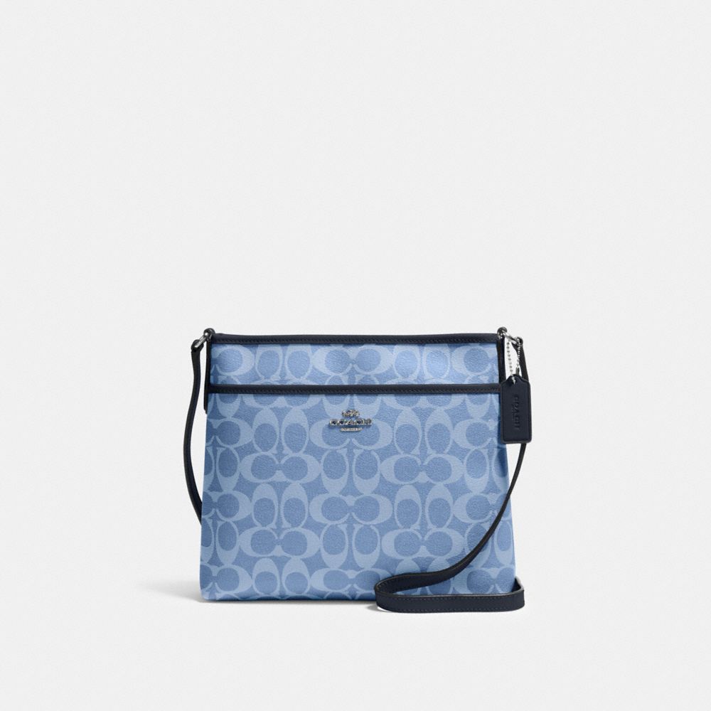 FILE CROSSBODY IN SIGNATURE CANVAS - 29210 - SV/LIGHT DENIM