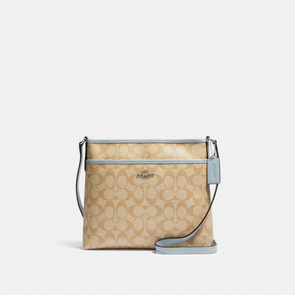 FILE CROSSBODY IN SIGNATURE CANVAS - 29210 - SV/LIGHT KHAKI PALE BLUE