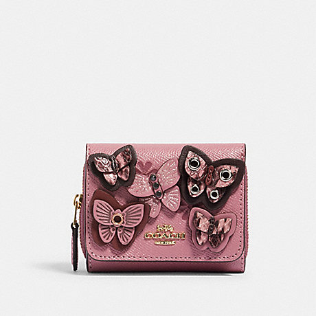 COACH 2922 SMALL TRIFOLD WALLET WITH BUTTERFLY APPLIQUE IM/ROSE MULTI