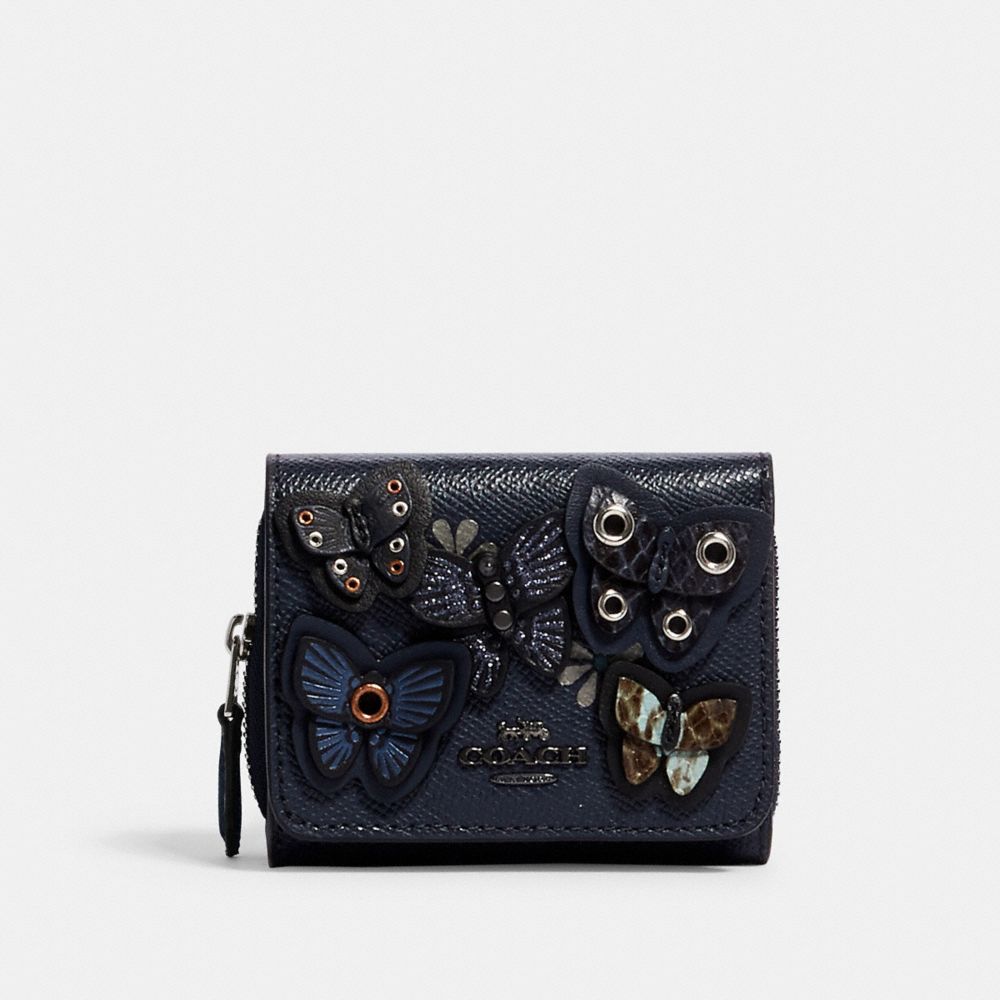 COACH 2922 Small Trifold Wallet With Butterfly Applique QB/MIDNIGHT MULTI