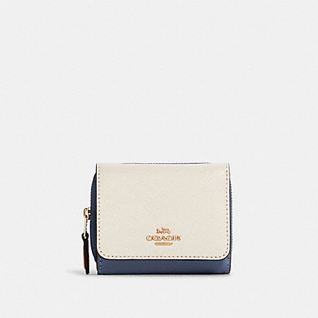 COACH Small Trifold Wallet In Colorblock - GOLD/CHALK MULTI - 2923