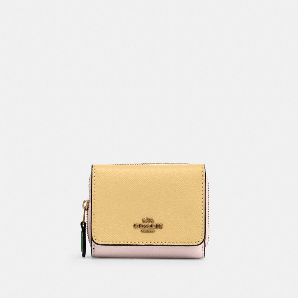 COACH 2923 SMALL TRIFOLD WALLET IN COLORBLOCK IM/VANILLA-CREAM-MULTI