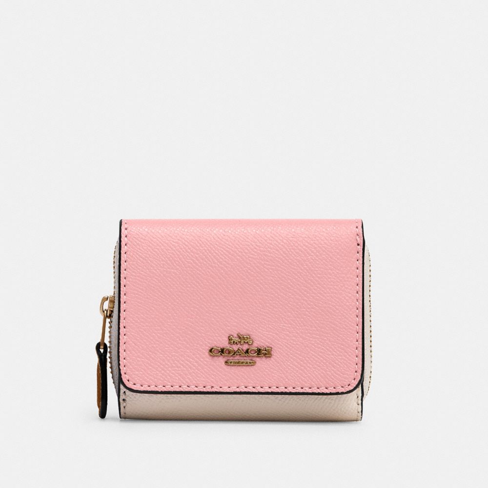 COACH SMALL TRIFOLD WALLET IN COLORBLOCK - IM/TAUPE MULTI - 2923