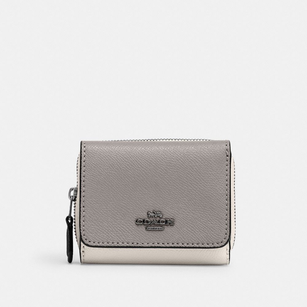 SMALL TRIFOLD WALLET IN COLORBLOCK - SV/HEATHER GREY MULTI - COACH 2923