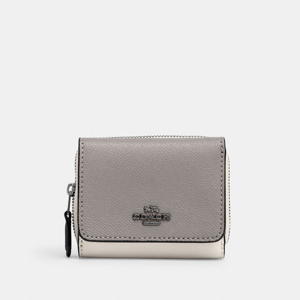 COACH 2923 Small Trifold Wallet In Colorblock SV/HEATHER GREY MULTI