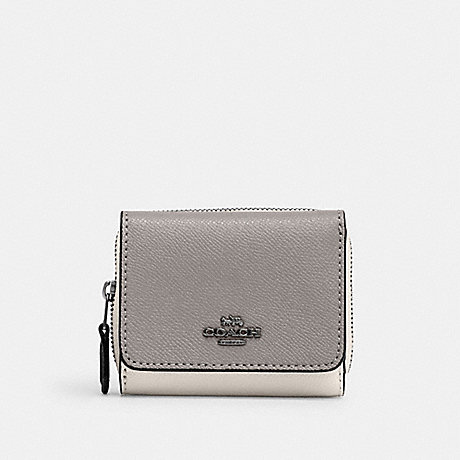 COACH SMALL TRIFOLD WALLET IN COLORBLOCK - SV/HEATHER GREY MULTI - 2923
