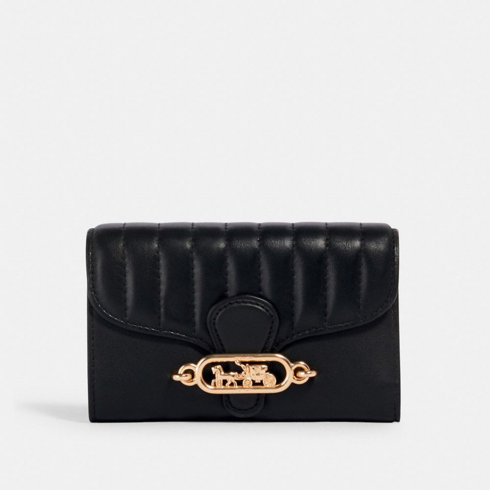 COACH 2931 Jade Medium Envelope Wallet With Linear Quilting IM/BLACK