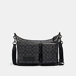 RANGER POCKET MESSENGER IN SIGNATURE CANVAS - QB/CHARCOAL BLACK - COACH 2942