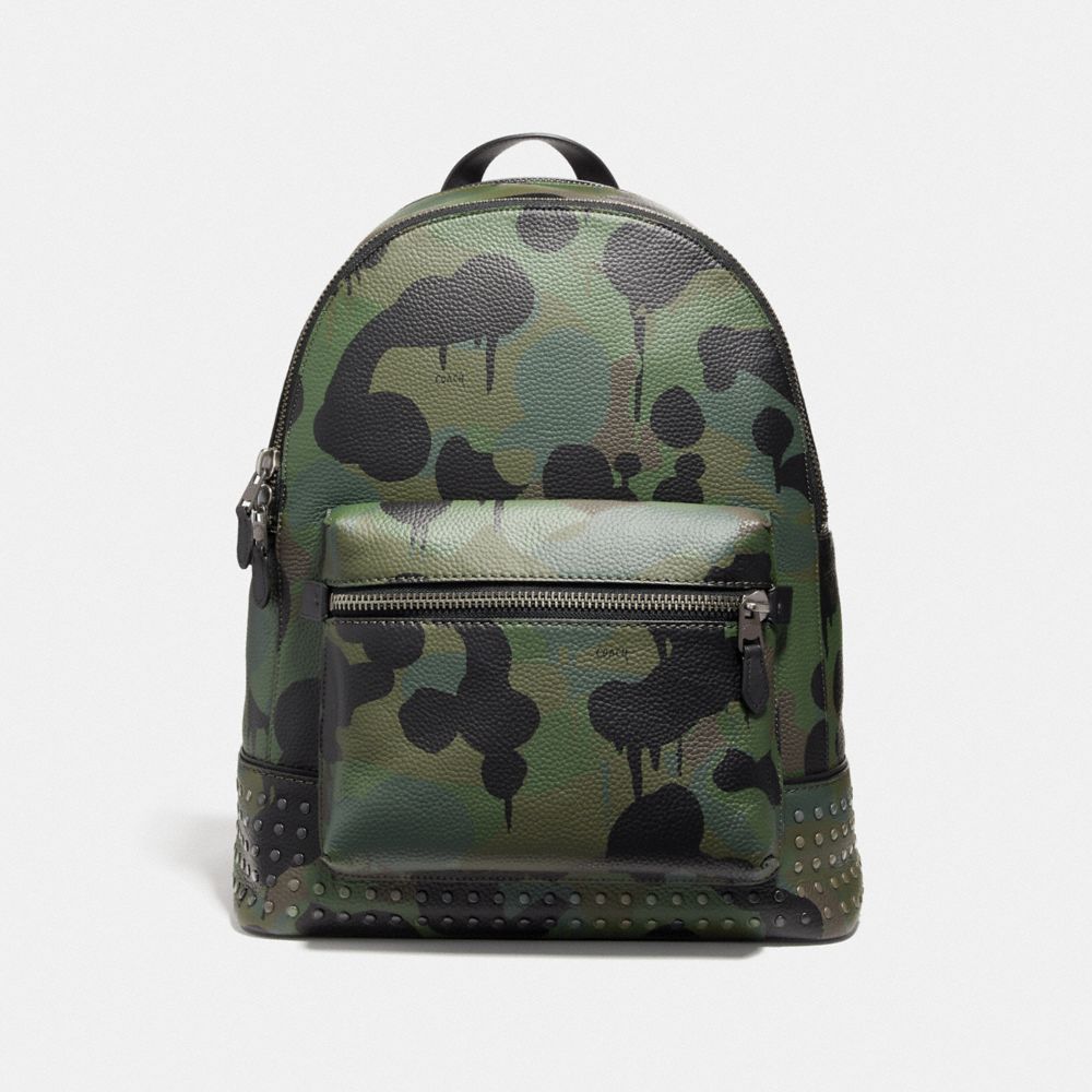LEAGUE BACKPACK WITH WILD BEAST PRINT AND STUDS - 29491 - MILITARY/BLACK COPPER FINISH