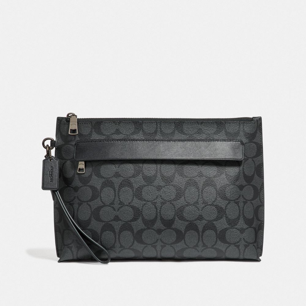 COACH 29508 Carryall Pouch In Signature Canvas CHARCOAL/BLACK