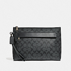 COACH 29508 Carryall Pouch In Signature Canvas CHARCOAL/BLACK