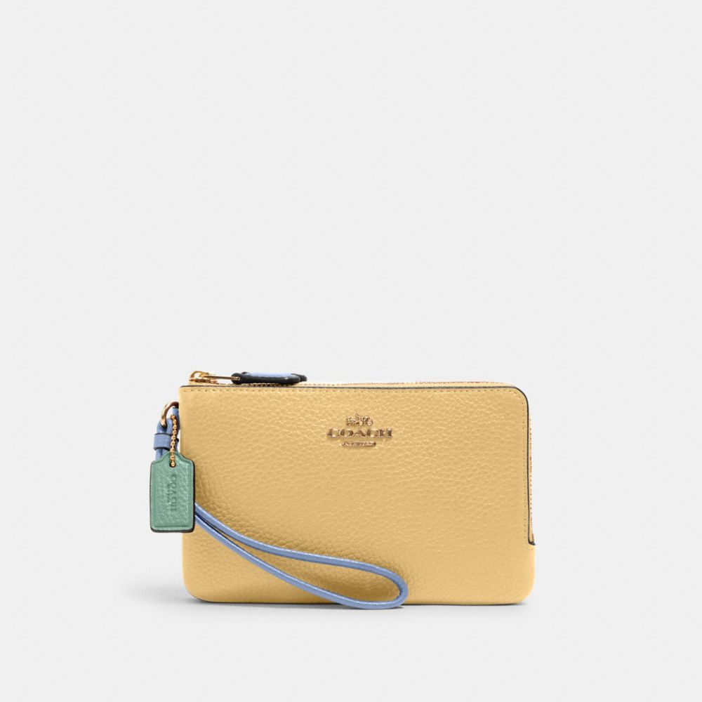 DOUBLE CORNER ZIP WRISTLET IN COLORBLOCK - IM/VANILLA CREAM MULTI - COACH 2959