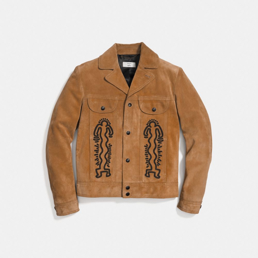 COACH 29602 Coach X Keith Haring Suede Jacket SAND