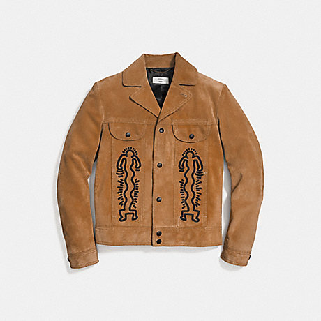 COACH COACH X KEITH HARING SUEDE JACKET - SAND - 29602