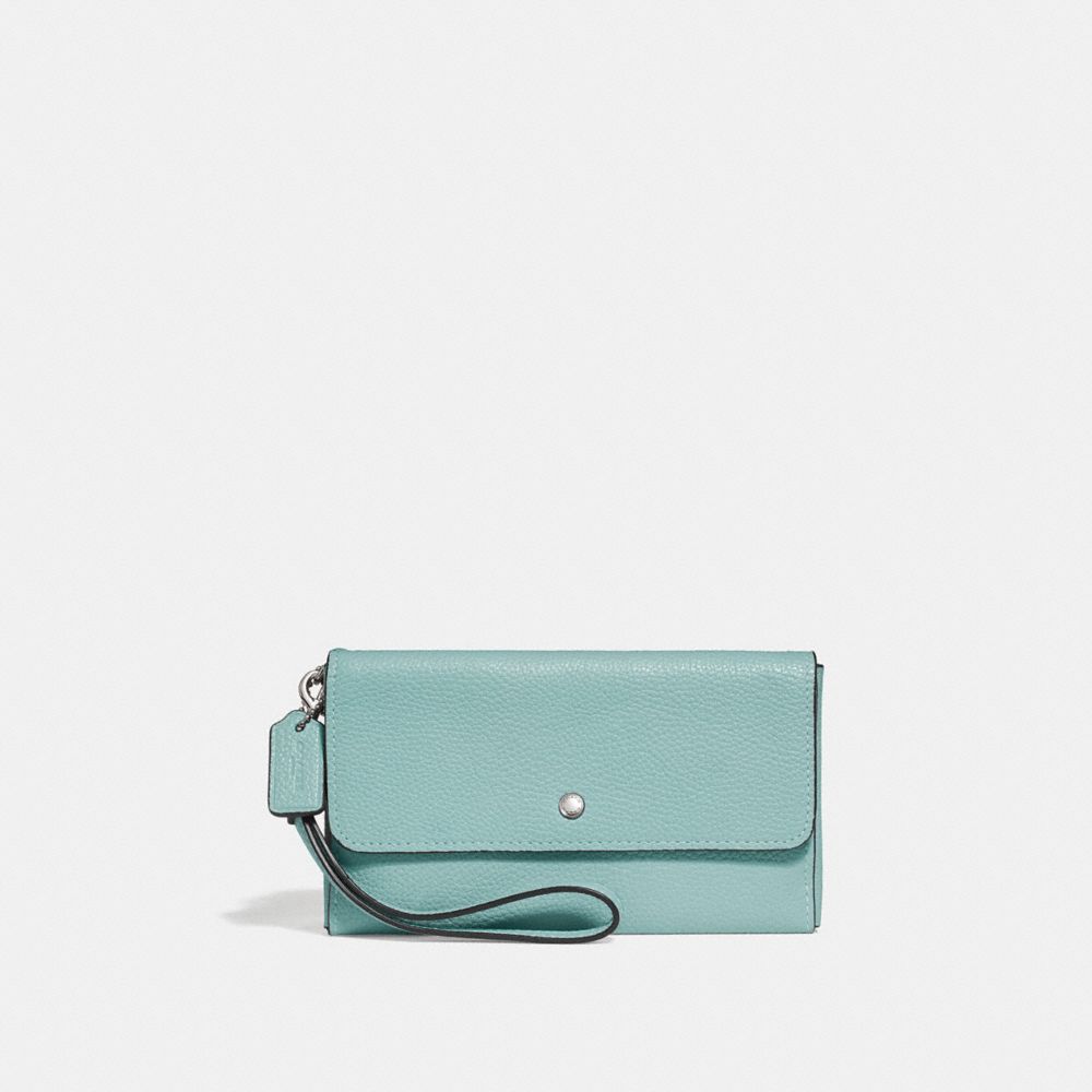 COACH 29609 Triple Small Wallet LIGHT TURQUOISE/SILVER