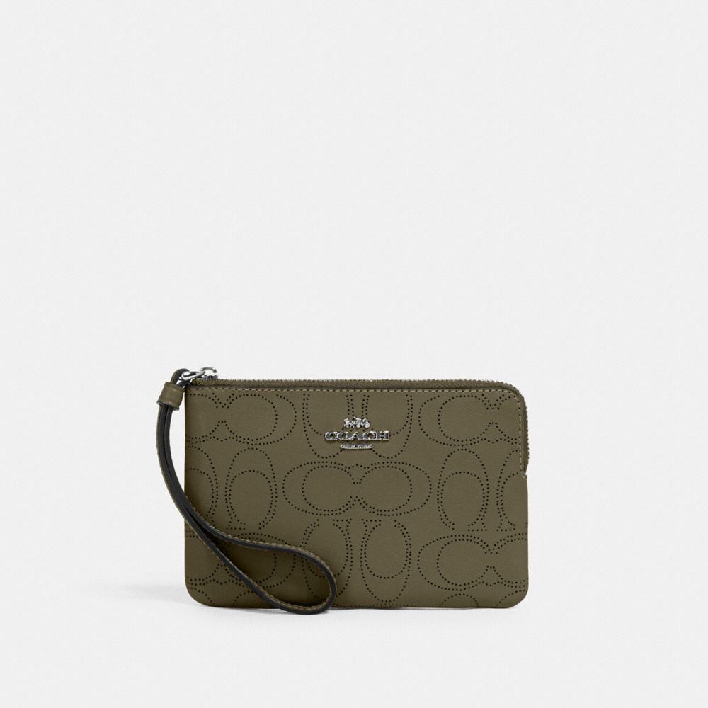 COACH 2961 - CORNER ZIP WRISTLET IN SIGNATURE LEATHER SV/SURPLUS