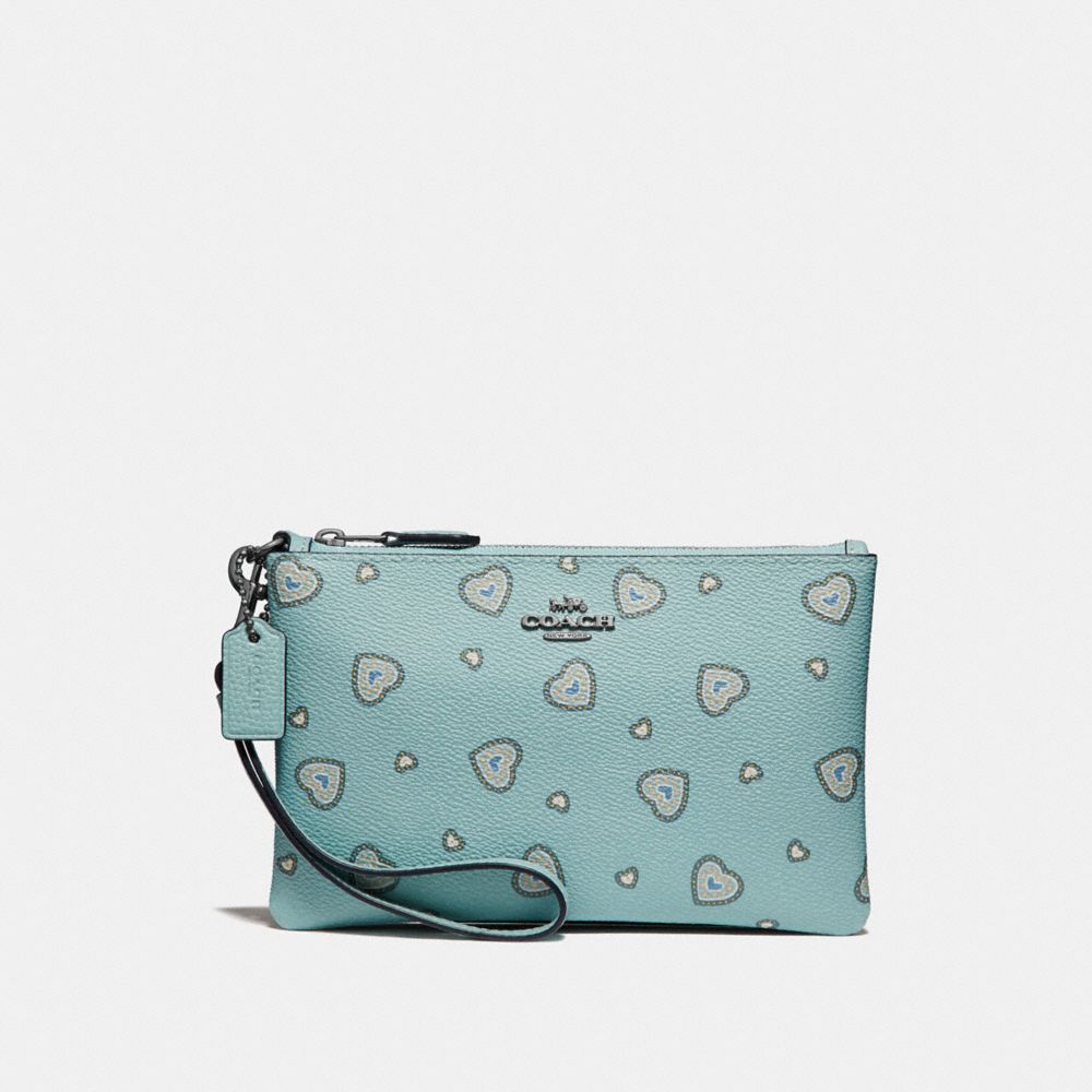 COACH SMALL WRISTLET WITH WESTERN HEART PRINT - SILVER/LIGHT TURQUOISE WESTERN HEART - 29667