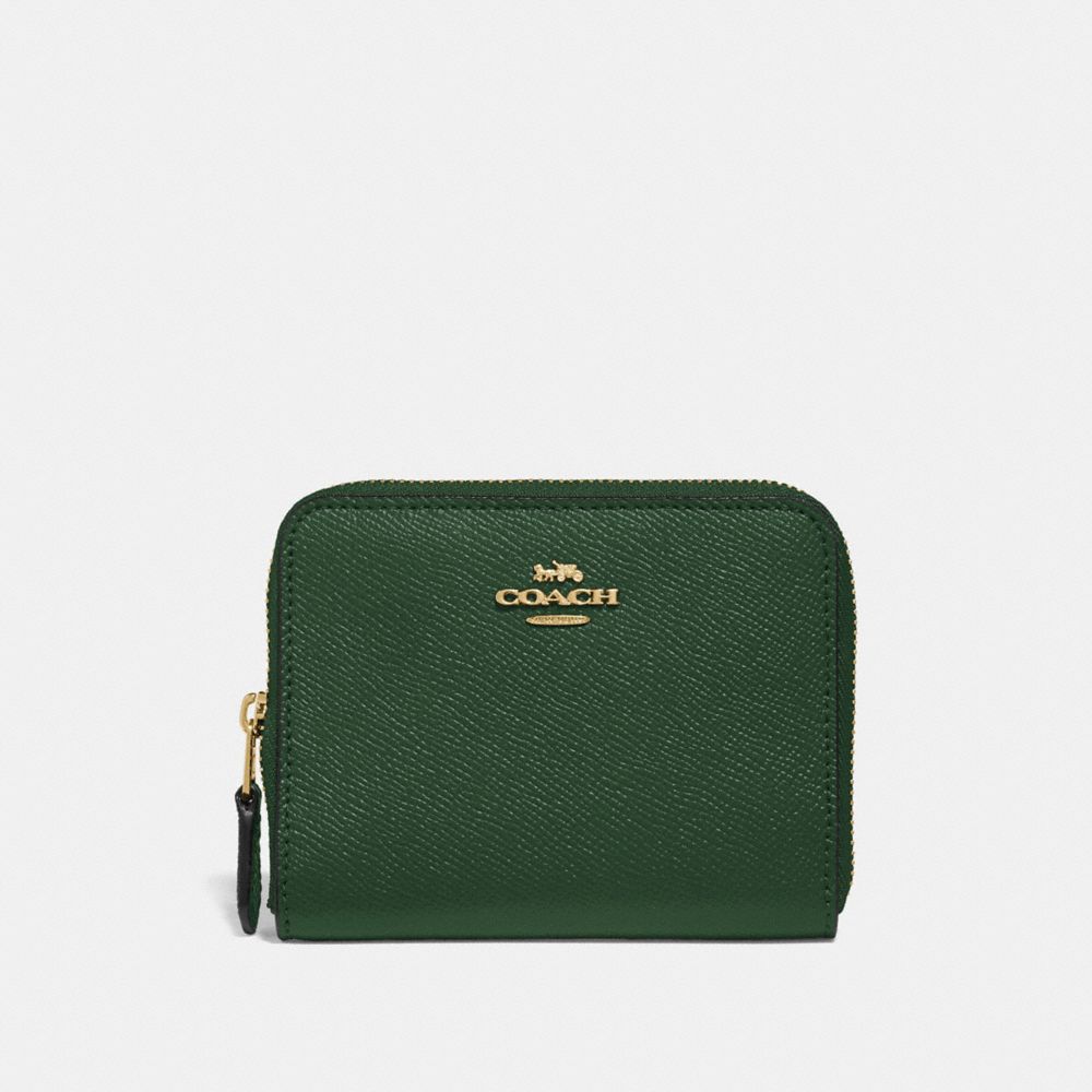 SMALL ZIP AROUND WALLET - HUNTER GREEN/GOLD - COACH 29677