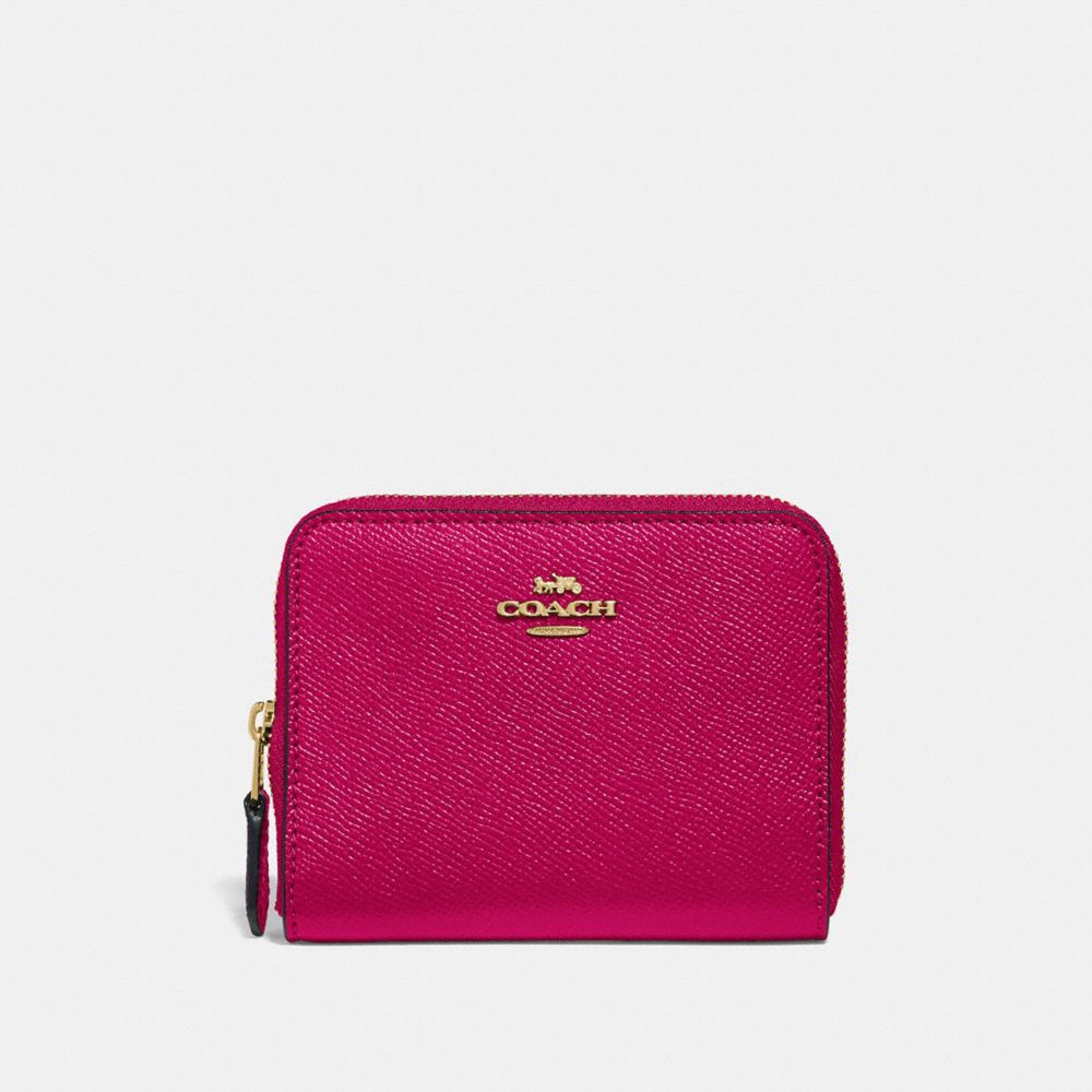 COACH 29677 Small Zip Around Wallet BRIGHT CHERRY/GOLD