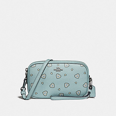 COACH CROSSBODY CLUTCH WITH WESTERN HEART PRINT - LIGHT TURQUOISE WESTERN HEART/SILVER - 29682