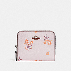 COACH 29685 Small Zip Around Wallet With Floral Bow Print SV/ICE PINK FLORAL BOW