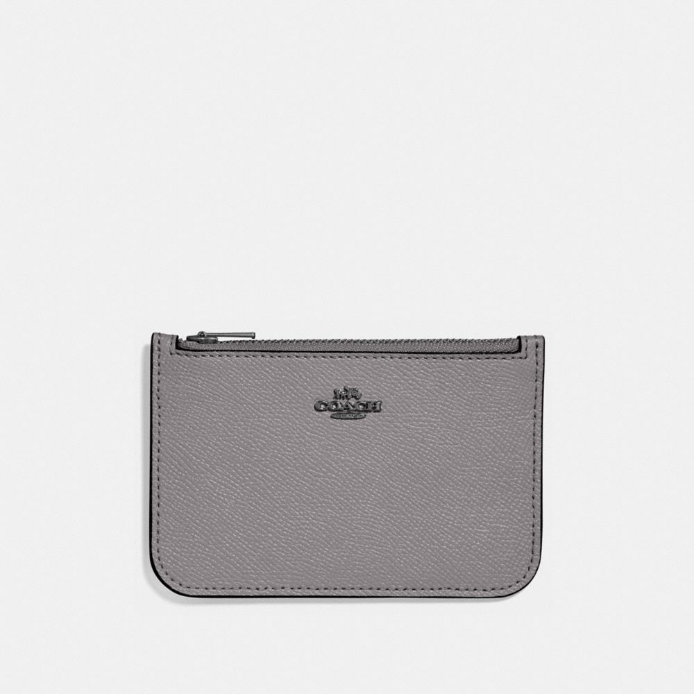 COACH 29687 ZIP CARD CASE IN COLORBLOCK HEATHER GREY MULTI/DARK GUNMETAL