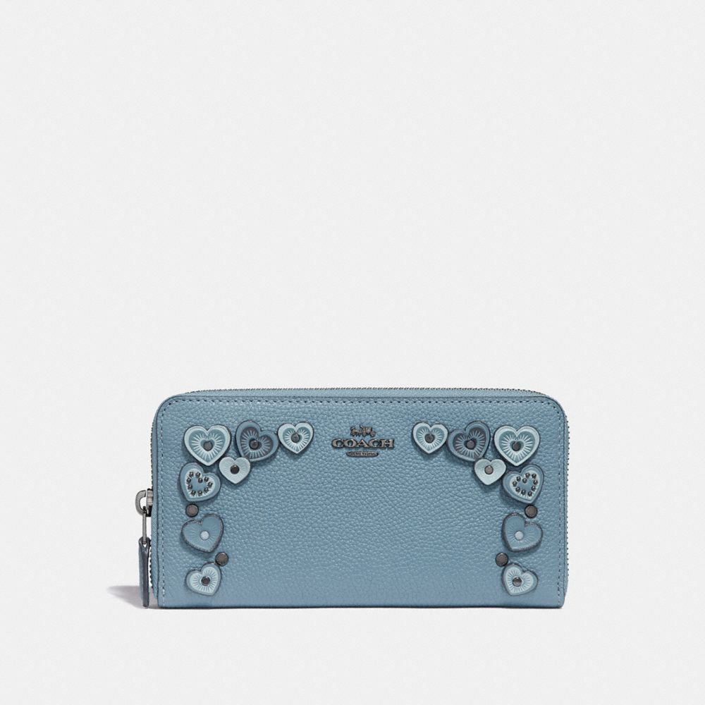 ACCORDION ZIP WALLET WITH HEARTS - CHAMBRAY - COACH 29746
