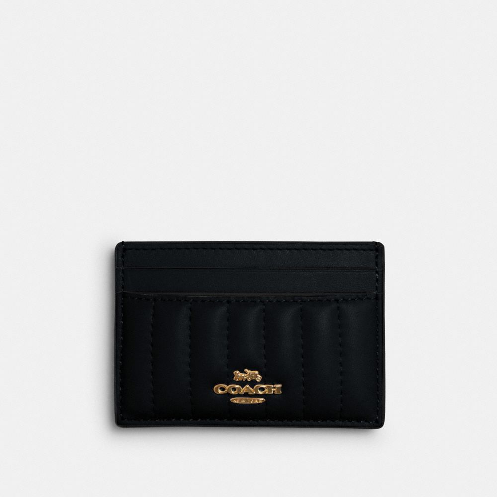 COACH CARD CASE WITH LINEAR QUILTING - IM/BLACK - 2980